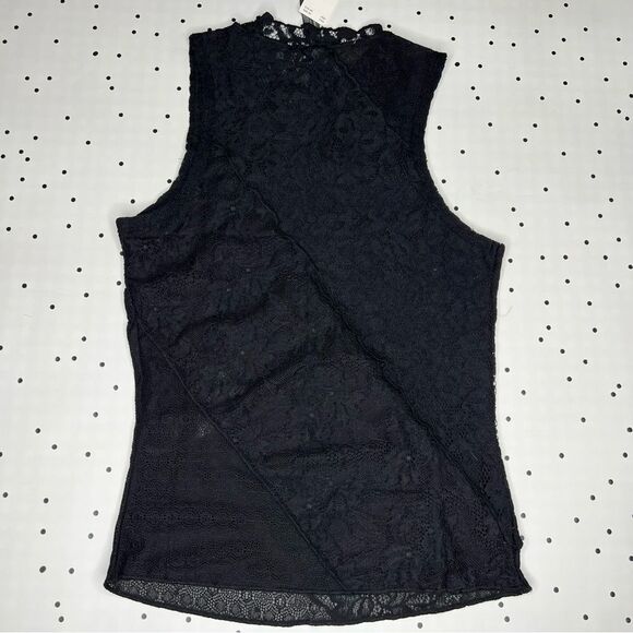 🖤 Anthropologie 🖤 Lace Mock Neck Tank Black NEW - Picture 5 of 14